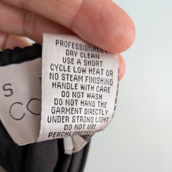 Vintage Sean Collection Prom Dress Maxi Gown L Black Floral Y2K Silk Feminine - Picture 10 of 11